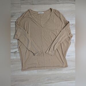 Free People We The Free Tan Long Sleeve Top Side Slits Small